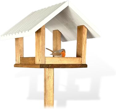 Дерев'яний годівничка для птахів GARTENETAGE з підставкою, стійка до погодних умов, масивна конструкція, для саду