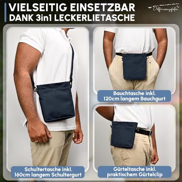 Футляр для ласощів для собак Leckerlibeutel 'Frieda' з високоякісної штучної шкіри, темно-синій, розмір L, з магнітною застібкою EasyOpen, сумка для прогулянок з ласощами для собак, темно-синій