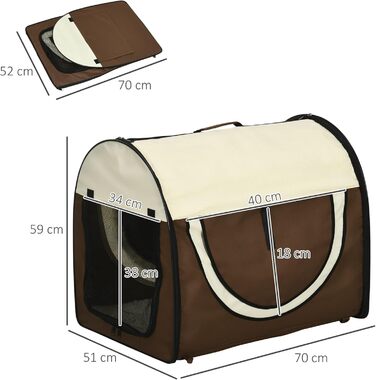 Складаний бокс для транспортування собак Pawhut XXL, 97x71x76 см, кава-крем, переноска для тварин