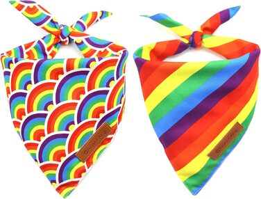 Набір з 2-х бандани для собак Realeaf Pride, райдужні, двосторонні, великий розмір, для домашніх тварин, ЛГБТ, трикутна форма, міцна тканина, для Дня Прайду