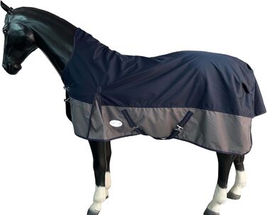 Зимова кінна попона eQuitack, 600D, 50 г утеплювач, водонепроникна, високий виріз, темно-синя/сіра, 155 см