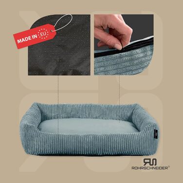 Лежанка для собак Rohrschneider | Миюча лежанка для маленьких та середніх собак | З м'яким лежаком з корду | 2 розміри (55x42 см / 70x50 см) | У комплекті пакети для прогулянок (Блакитний, корду)