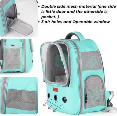 Рюкзак для кота та маленького собаки Lollimeow - зелений, для подорожей літаком, ідеальний для кошенят та цуценят