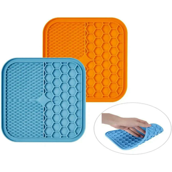 Набір мисок для собак WANGPENG з повільною годівлею, 3 шт., силікон, блакитний, 15*15 см