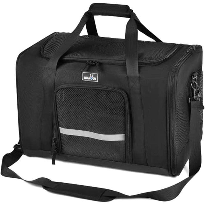 Сумка-переноска для собак та котів Wakytu, велика, чорна, розширювана, складна, 900D Oxford, міцна