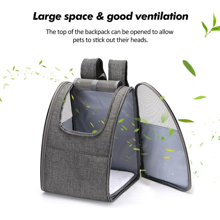 Рюкзак-переноска для кота/собаки PETCUTE: зручна та легка переноска для маленьких тварин. Зелений колір. Знімний килимок з флісу для прогулянок на природі.