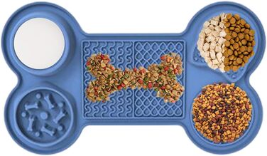 Килимок для годування кошенят та цуценят з 5 присосками, здорове харчування, різні дизайни (морська блакить)
