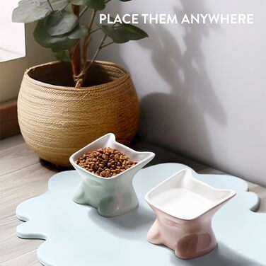 Набір мисок для котів Navaris 2 шт. - Підвищені миски з кераміки - Миски для їжі та води, придатні для миття в посудомийній машині