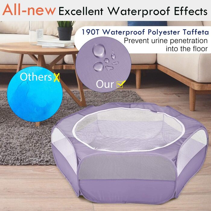 Pawaboo Freigehege для дрібних тварин: водяний, складаний, для кроликів, котів, собак, хом'яків - фіолетовий