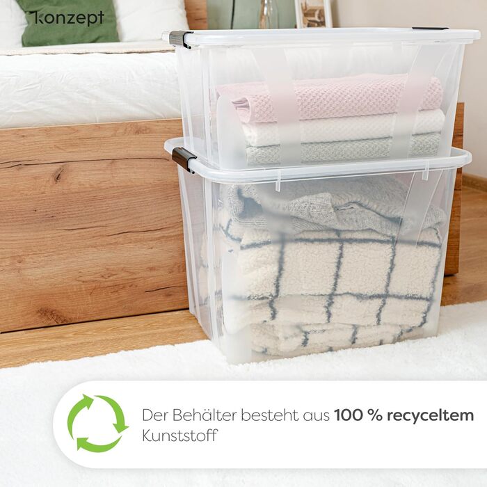 Ящик для зберігання Konzept з кришкою, 55L, BPA-free, міцні затискачі