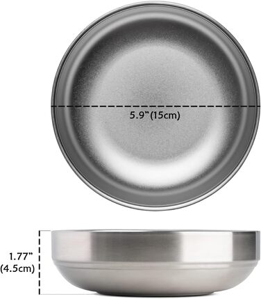 Миски для котів з нержавіючої сталі, широкі та плоскі (2 шт.), 15 см