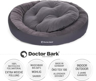 Кругле ліжко для собак Doctor Bark, 50x40 см, сіре, з м'якою флісовою подушкою - GreenLabel
