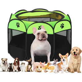 Складаний вольєр для цуценят та собак, портативний загон для тварин, 74x43 см (зелений)