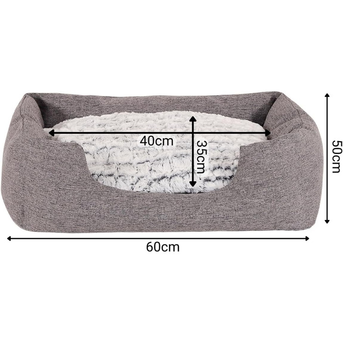 Крісло-лежанка для собак та котів Lionto з м'яким двостороннім подушкою, 60x50 см, сірого кольору