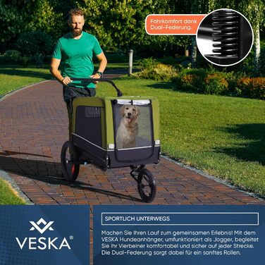 Фаркоп-причіп 3в1 для собак: причіп, візок, джогер. Об'єм 240 літрів, подвійне збирання, синій, складаний