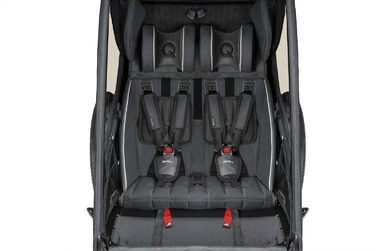 Qeridoo Kidgoo 2 Steel Grey: Причіп для велосипеда 2 дітей з амортизацією та системою ARS | Дитяча коляска-причіп | Складаний дитячий причіп-візок | Qeridoo