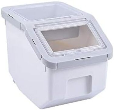 Контейнер для корму для тварин, контейнер для корму для собак зі шкребком, стекується, 10 кг, контейнер з кришкою, сірий, розмір L