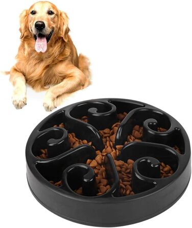 Миска для собак Slow Feeder, інтерактивна, лабіринт, чорна. Запобігає швидкому поглинанню їжі та розповсюдженню розширення шлунку (bloat).
