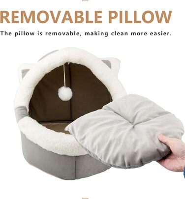 Кішка ліжко для дому з іграшкою, лежанка для собак, будиночок для кошенят, знімний м'який подушкою, супер м'яка