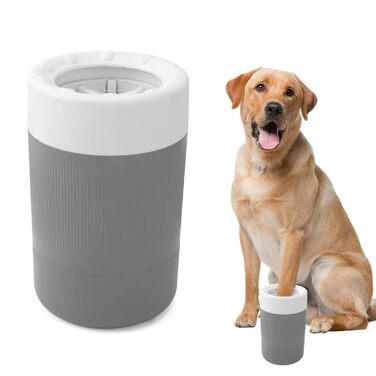 Миска для миття лап тварин, портативна мийка для лап з м'якою щіткою, інструмент для чищення лап собак/кішок (сірий)