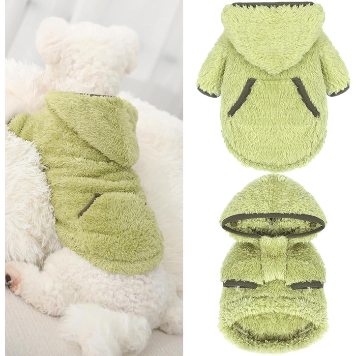 Теплий плюшевий в'язаний светр для цуценят та маленьких собак (зелена авокадо, XXS)