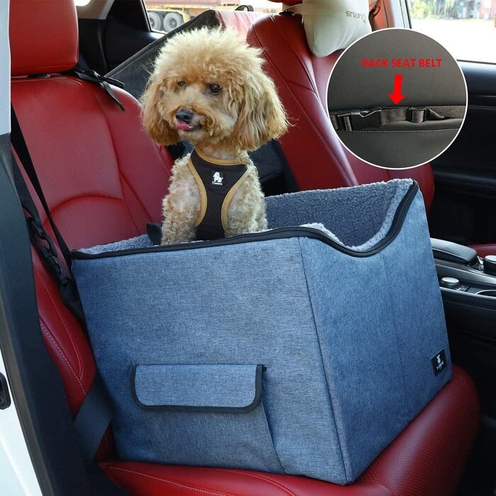 Автокрісло для собак X-ZONE PET середнє, синє, з кишенями і сумкою для перенесення, портативне ліжко для домашніх улюбленців