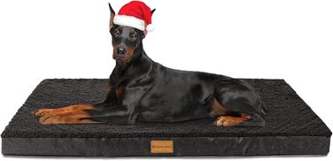 Ортопедичне ліжко для собак Patas Lague, велике, 91,4 x 61 см, м'яке, водонепроникне, з піною, знімний, пральний чохол, неслизьке дно, рожевий (JUMBO:56x40x3.5 IN, Чорний)