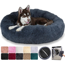 Кругле ортопедичне ліжко для собак Puppy Love, велике, знімний килимок, легко миється, м'яке, комфортне (50 см, темно-сірий)