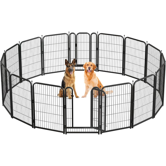 Металевий вольєр для собак Petorldog з 16 панелей, 101,6 см, для великих, середніх та маленьких собак, для дому та вулиці, ідеально для кемпінгу, двору та автодому