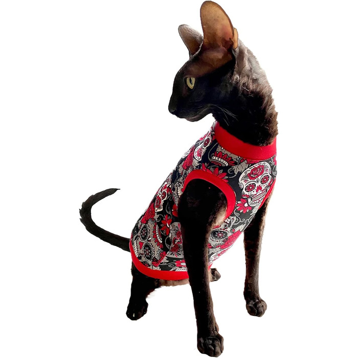 Футболка Kotomoda Sphynx для котів Sphynx, червоний череп (XS)