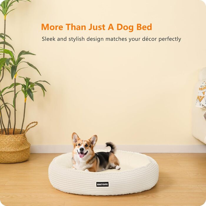 Кругле ліжко для собак середніх порід, котяче ліжко, м'яке, зручне, корзина для собак, донат, ліжко для собак, знімний, антиковзкий килимок, Ø 70 см, бежеве, 70 x 70 x 20 см