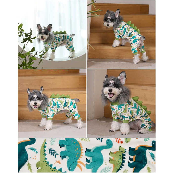 Піжама для собак CuteBone з динозавром, тепла та м'яка, для маленьких собак, теплий одяг для холодної погоди, COP01-DE (XS, Dinos#5)