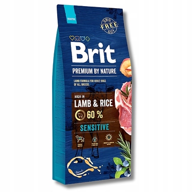 Сухий корм для собак Brit Premium by Nature Sensitive з ягнятиною, 15 кг
