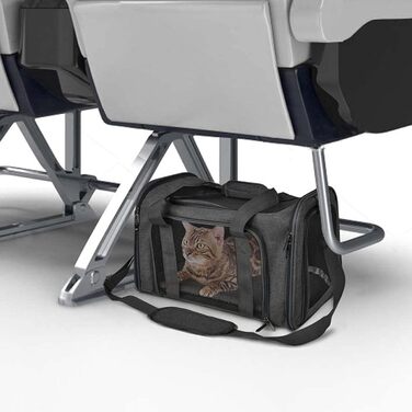 М'яка переноска для котів та собак, складана переноска для кота з дихаючою сіткою, оксфордська тканина зі шлейкою для маленьких собак, котів та кроликів (Чорний)