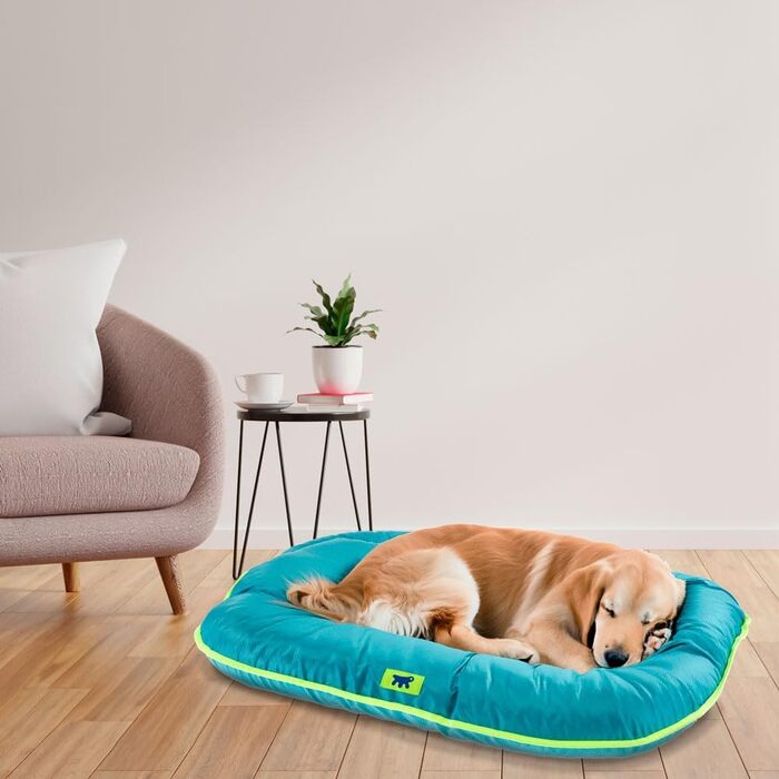 Ортопедичне ліжко для собак великих порід Ferplast - м'яка лежанка з водовідштовхувальним покриттям, 110 x 70 x 8 см (блакитний)