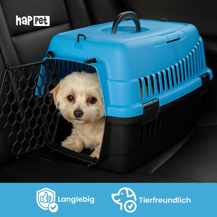 Транспортна переноска для тварин Happet ABBA M сірого кольору 56x37x37 см – міцна переноска з пластику для котів та маленьких собак, портативна переноска для подорожей та котів