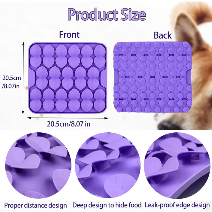 Силіконова килимок-нюхалка для цуценят та котів, повільне годування, годівниця-іграшка для сухого та вологого корму, тренування тварин, стимулює природний пошук їжі, знімає стрес та надмірне слиновиділення (фіолетовий)
