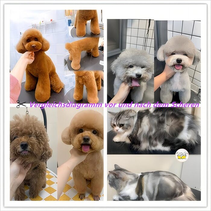 Професійний набір ножиць для грумінгу собак та котів 5 в 1: прямі, вигнуті, розріджуючі ножиці та гребінець для догляду за шерстю