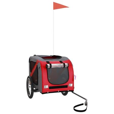 Візок для собак Hundebuggy, фарбований у червоний та сірий колір, з оксфордської тканини та металу, для маленьких собак та котів