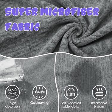 Рушник для собак з мікрофібри, швидковисихаючий, регульований, надзвичайно поглинаючий для середніх та великих собак, легко одягається (Сіро-зелений, Сіро-чорний, S)