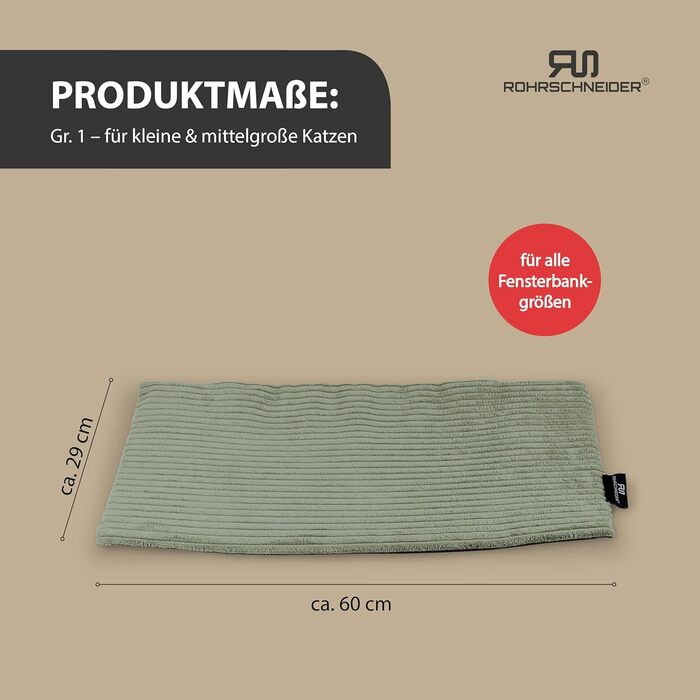 Кішка лежанка для вікна з підігрівом | М'яке ліжко для котів з нековзною підкладкою | Зроблено в ЄС | Розмір 2 (90 x 29 см) | Салвія