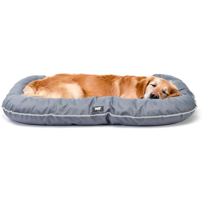 Ортопедичне собаче ліжко Ferplast для великих собак. Знімна наволочка, водонепроникна, 110 x 70 x 8 см, сірого кольору.