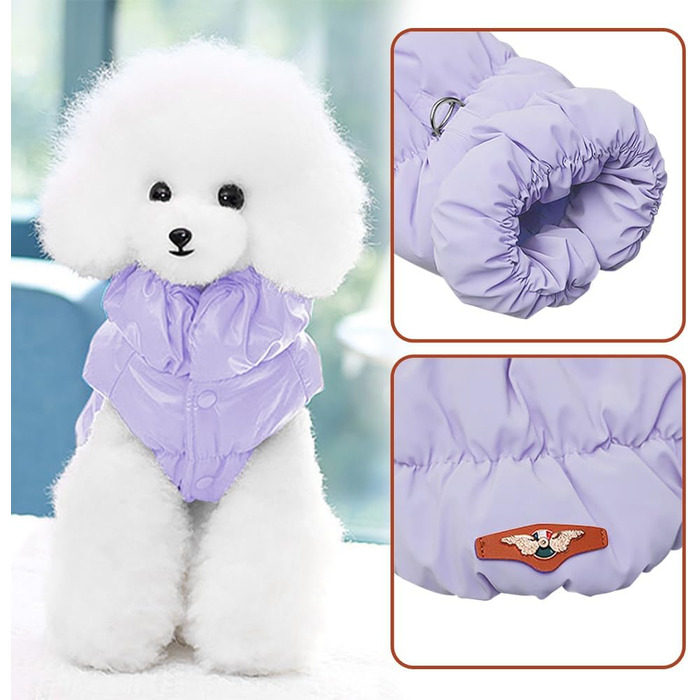 Зимова куртка для собак великих порід, тепла та водонепроникна, з відбивачами, фірмовий стиль (XL, світло-фіолетовий)