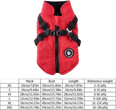 Водонепроникний та вітрозахисний теплий зимовий одяг для собак - куртка з блискавкою, червона, розмір L
