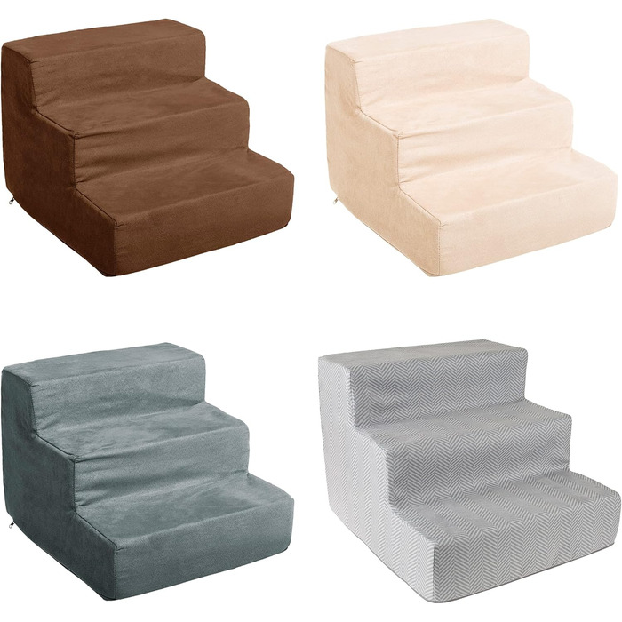 Сходинки для собак Petmaker: 4 сходинки для ліжка/дивану, антиковзка підставка, щільний пінополіуретан, знімна та пральна оббивка, для котів та собак (30 см, 3 сходинки)