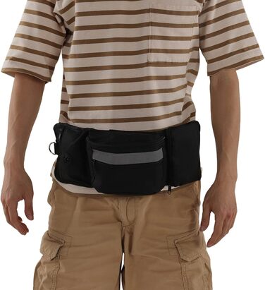 Сумка для корму для собак, поясна сумка, бананка для тренувань, чорна, поліестер, з кишенями для ласощів