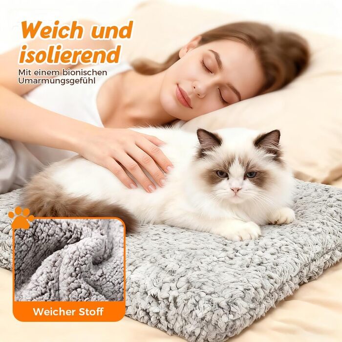 Самогріюча котяча ковдра, килимок для котів та собак, тепла ковдра без електроенергії, килимок для котячого ліжка, пральна тепла підстилка товста та м'яка (L:70 * 50CM)