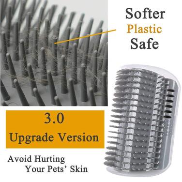 М'яка щітка для котів з масажною куточком, самостійний грумінг, 4 шт. (3.0 Weicher Grau)