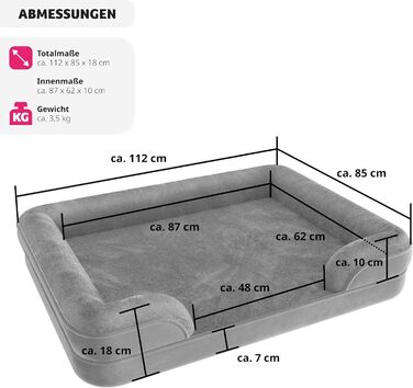 Ортопедичне ліжко для собак tectake® з memory foam, велике та середнє, м'яке та миється, кошик, лежанка, корзина, подушка (L - 94 x 72 x 18 см, L 112 x B 85 x H 18 см)