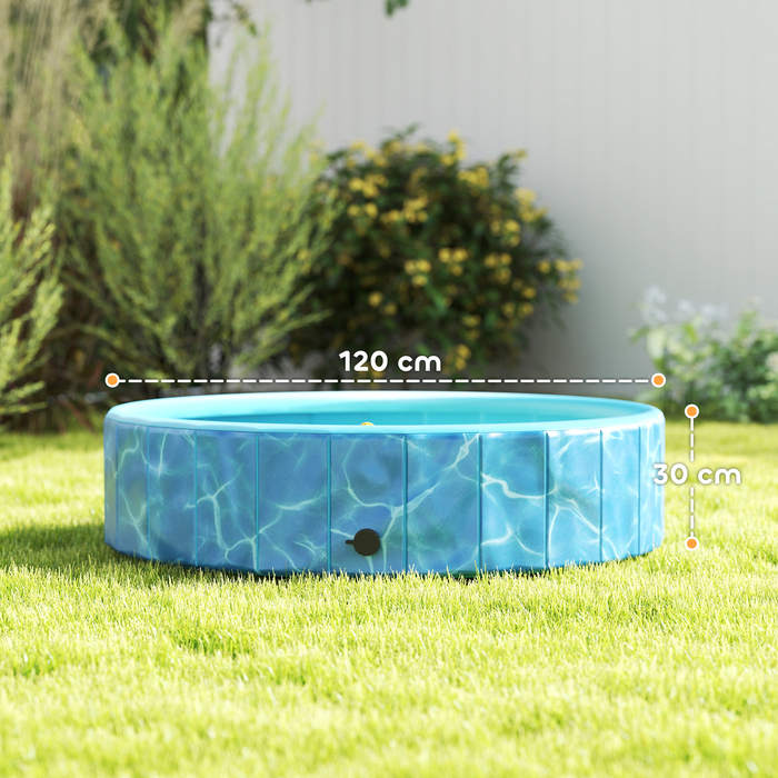 PawHut Dog Pool Складаний дитячий басейн з фонтаном і подушкою для води Ø120 x 30 см Нековзна ванна для собак і кішок Басейн для собак і кішок | Аосом